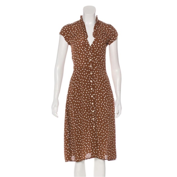 Rouje Paris Lena Dress Brown Polka Dot Size 36 - Picture 1 of 8